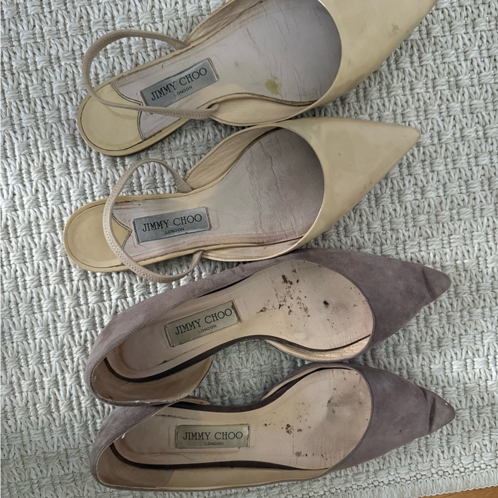 TWO Jimmy Choo Women's Cream and Brown Flats